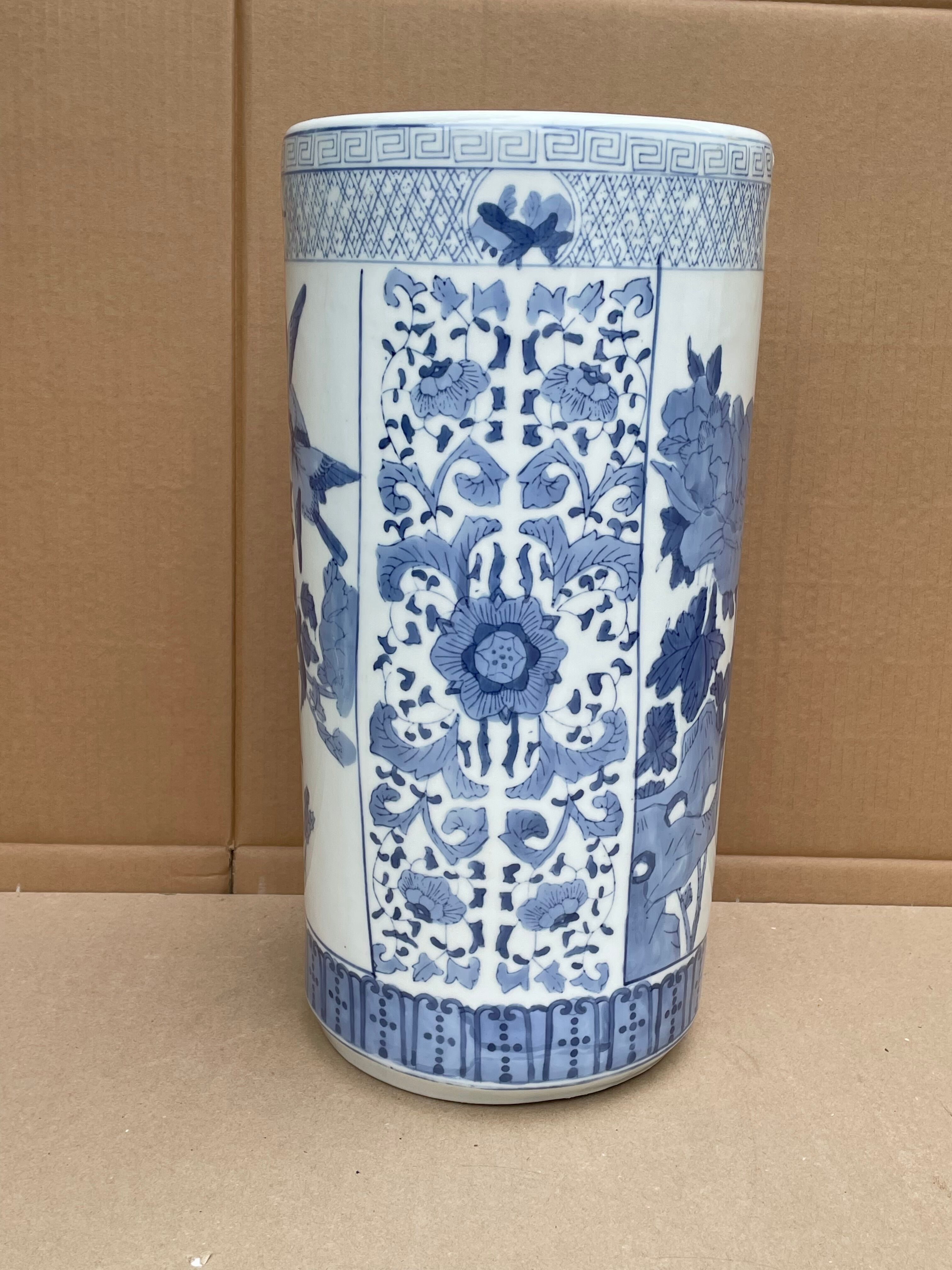 Umbrella door - cane holder - ceramic - bird patterns flowers