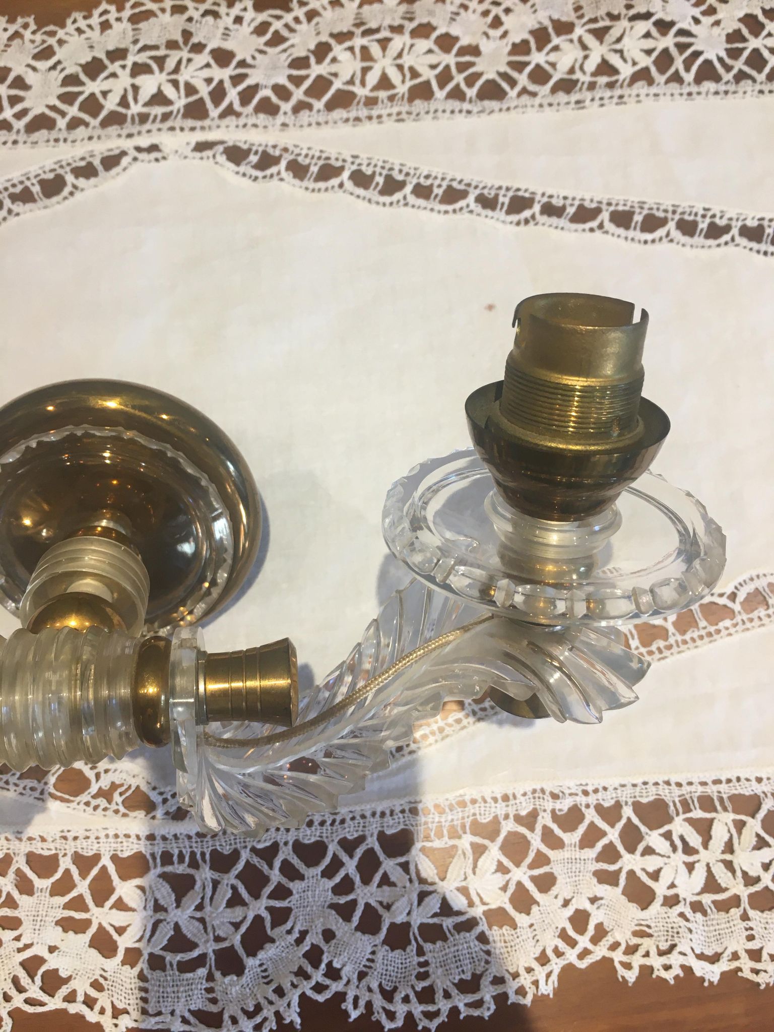 Wall lamp double year 1950 art deco style in plexi and brass