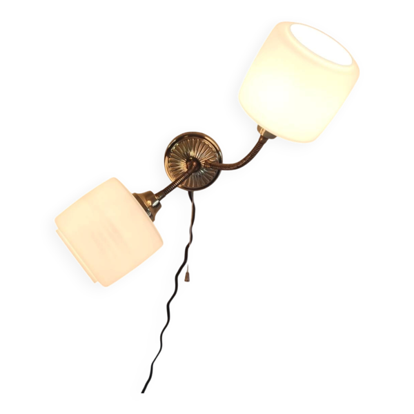 Applique double feux articulés et globe opaline - années 50/60 — Beyit
