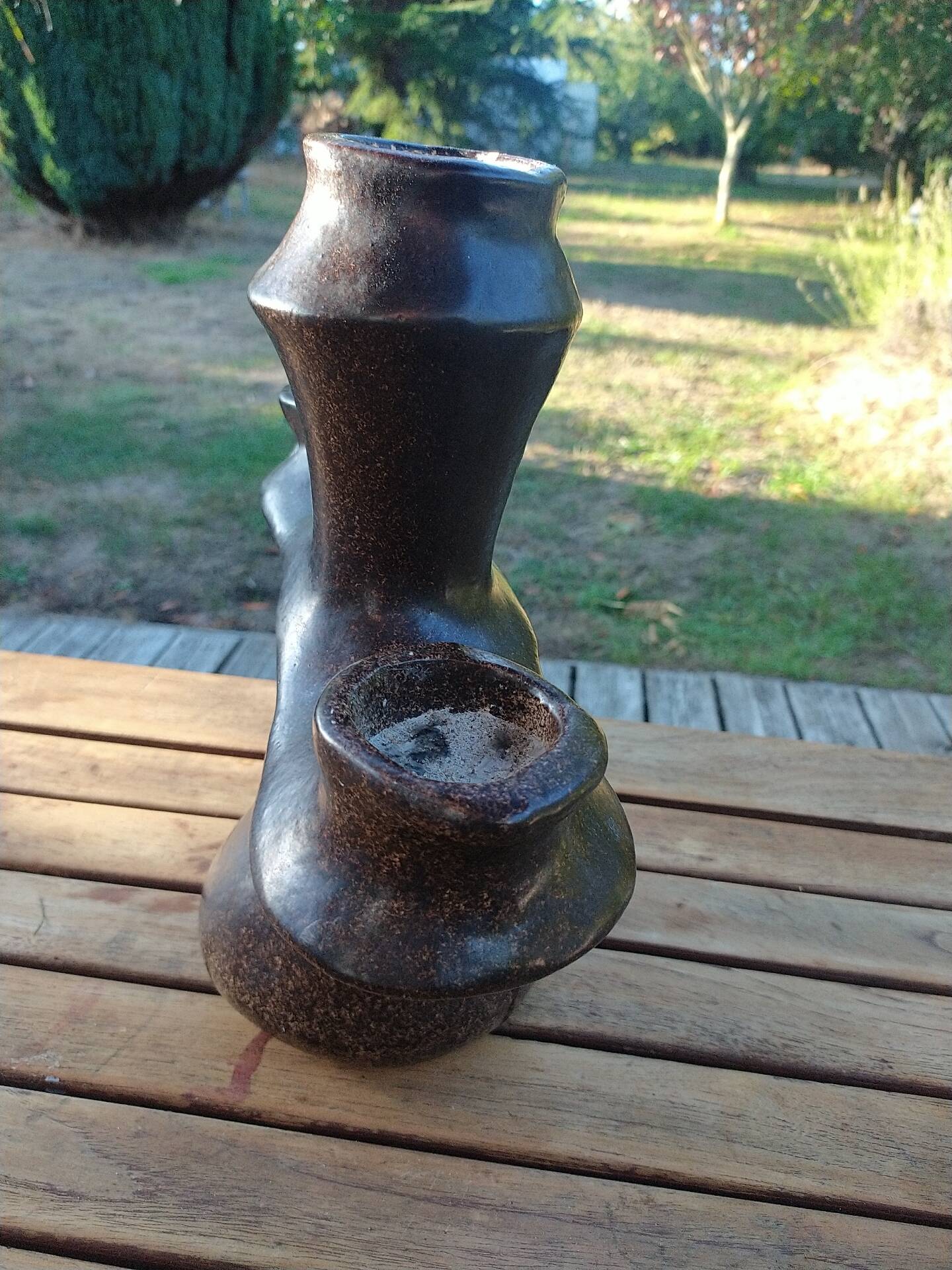 Brutalist ceramic candelabrum.
