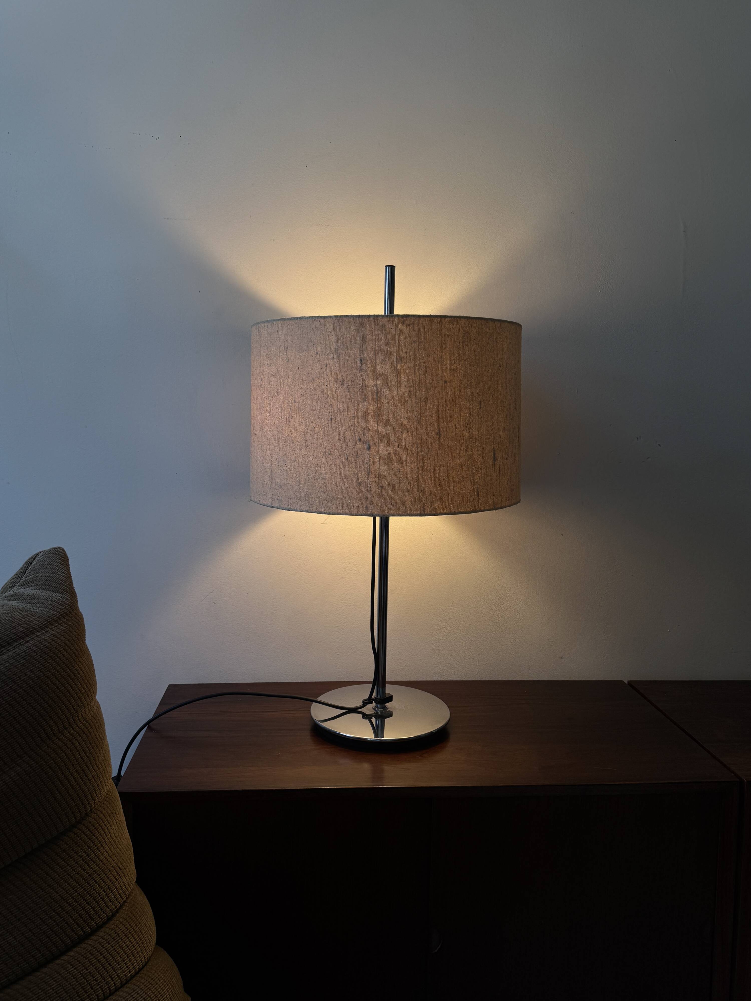 Lampe de table Staff Leuchten chrome et lin/coton, Germany 1970