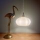 Vintage pendant light with pale yellow opaline glass shade