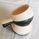 Pair of Black and White Cups in enamelled ceramic - 70s