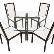 Ensemble Table et 4 chaises Pierre Vandel Paris — plateau verre