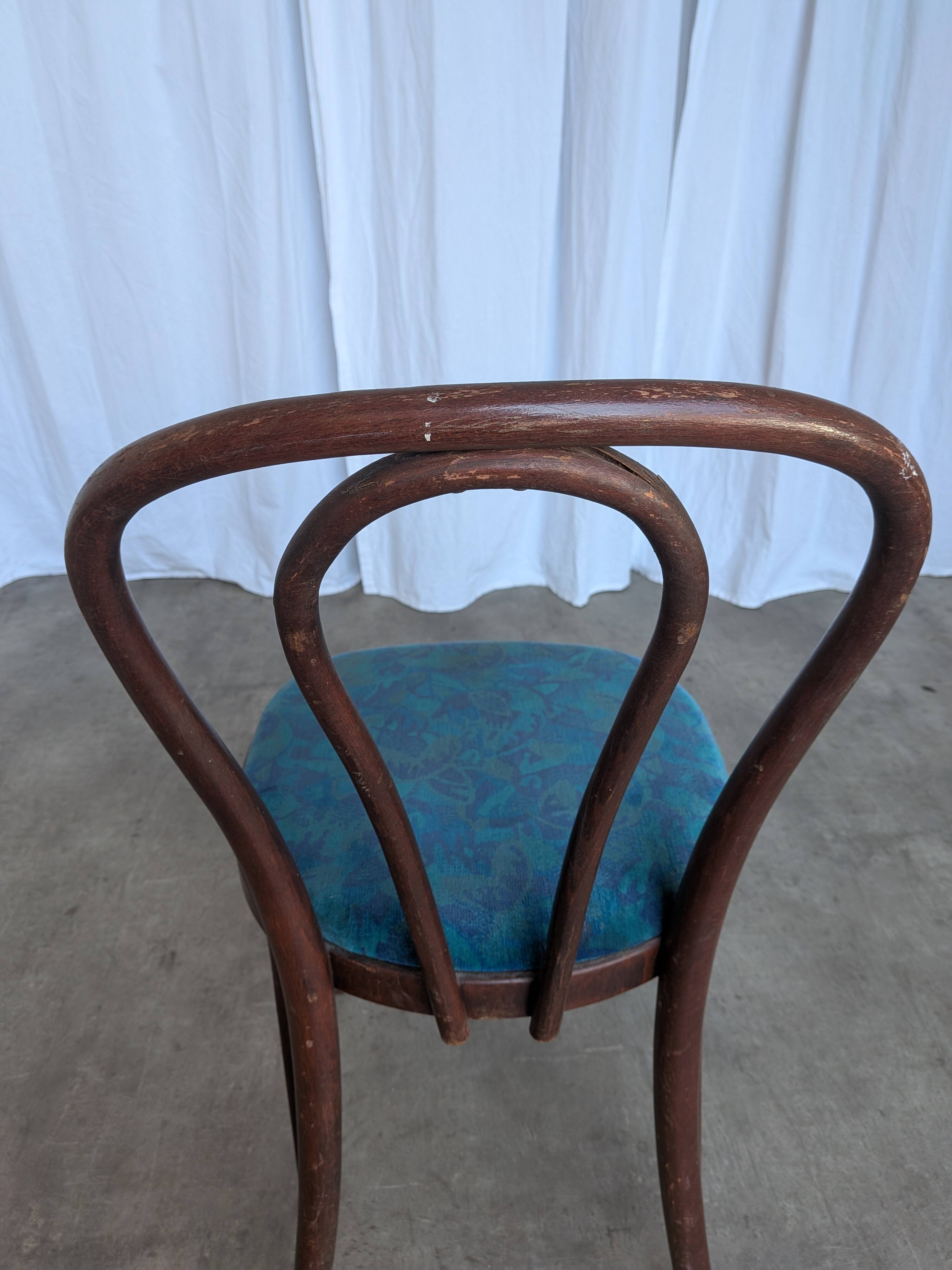 Vintage Bentwood Chair with Upholstered Seat / Thonet Style Dining Chair /