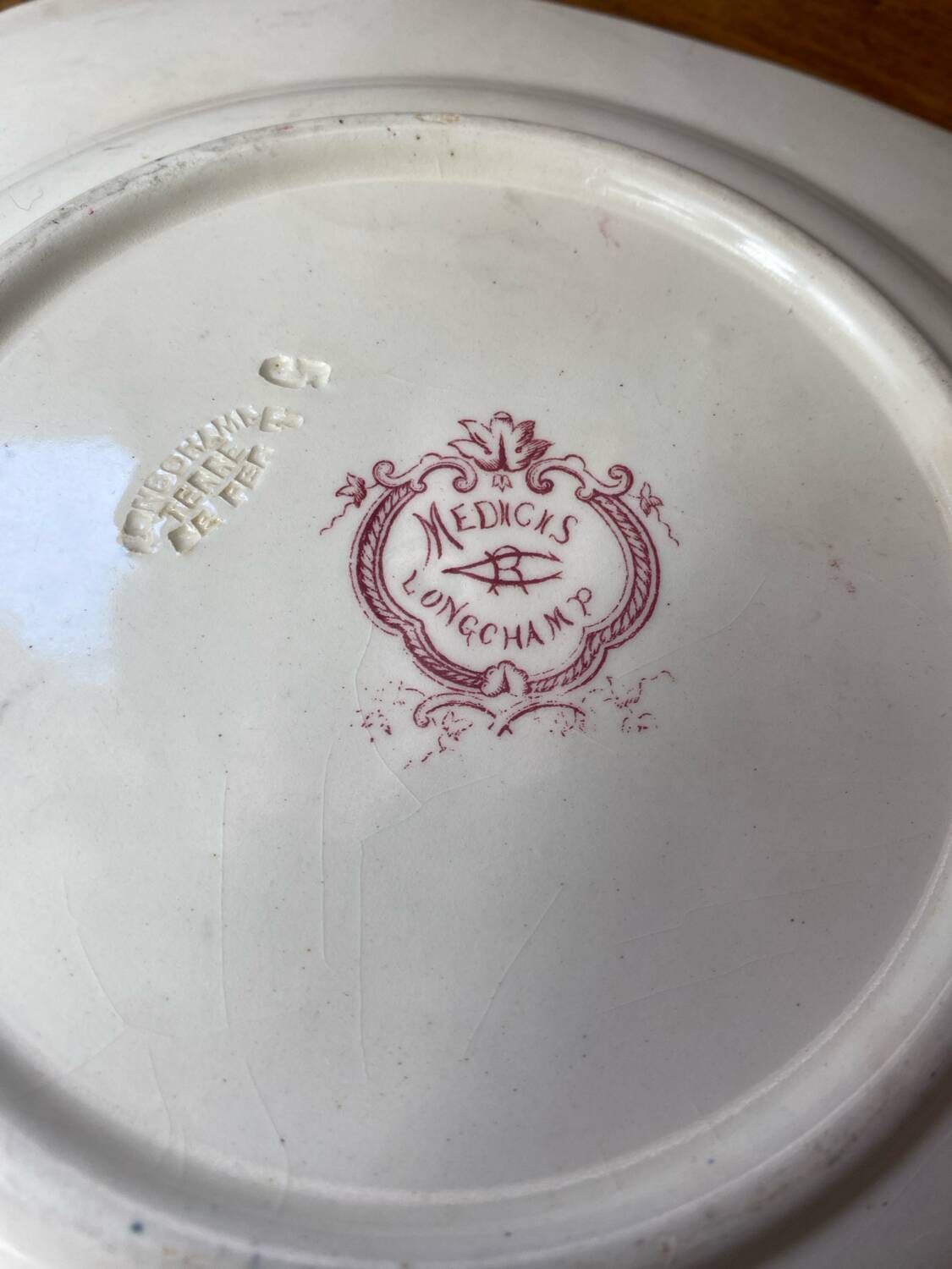 Square plate, ironstone, Medici collection, Longchamps