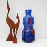 Blue Glass Art Vase attributed to Frantisek Koudelka for Prachen Glass Work