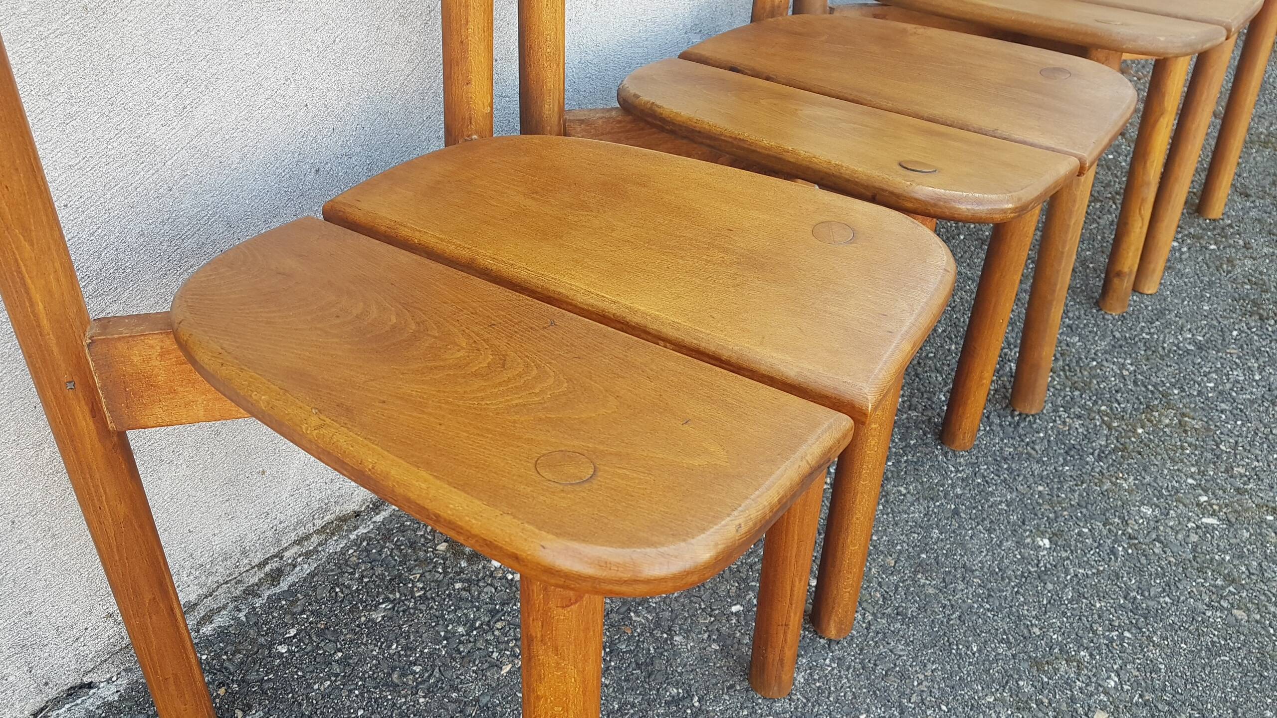 4 coffee bean chairs by Pierre Gautier Delaye