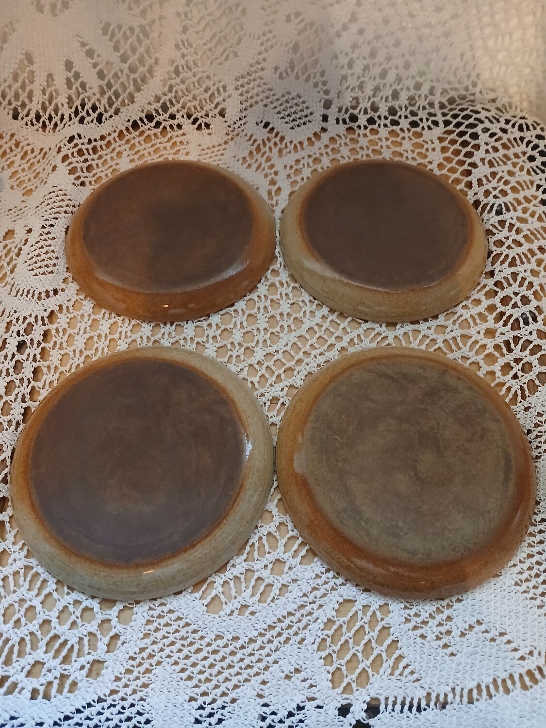 4 antique glazed stoneware cups