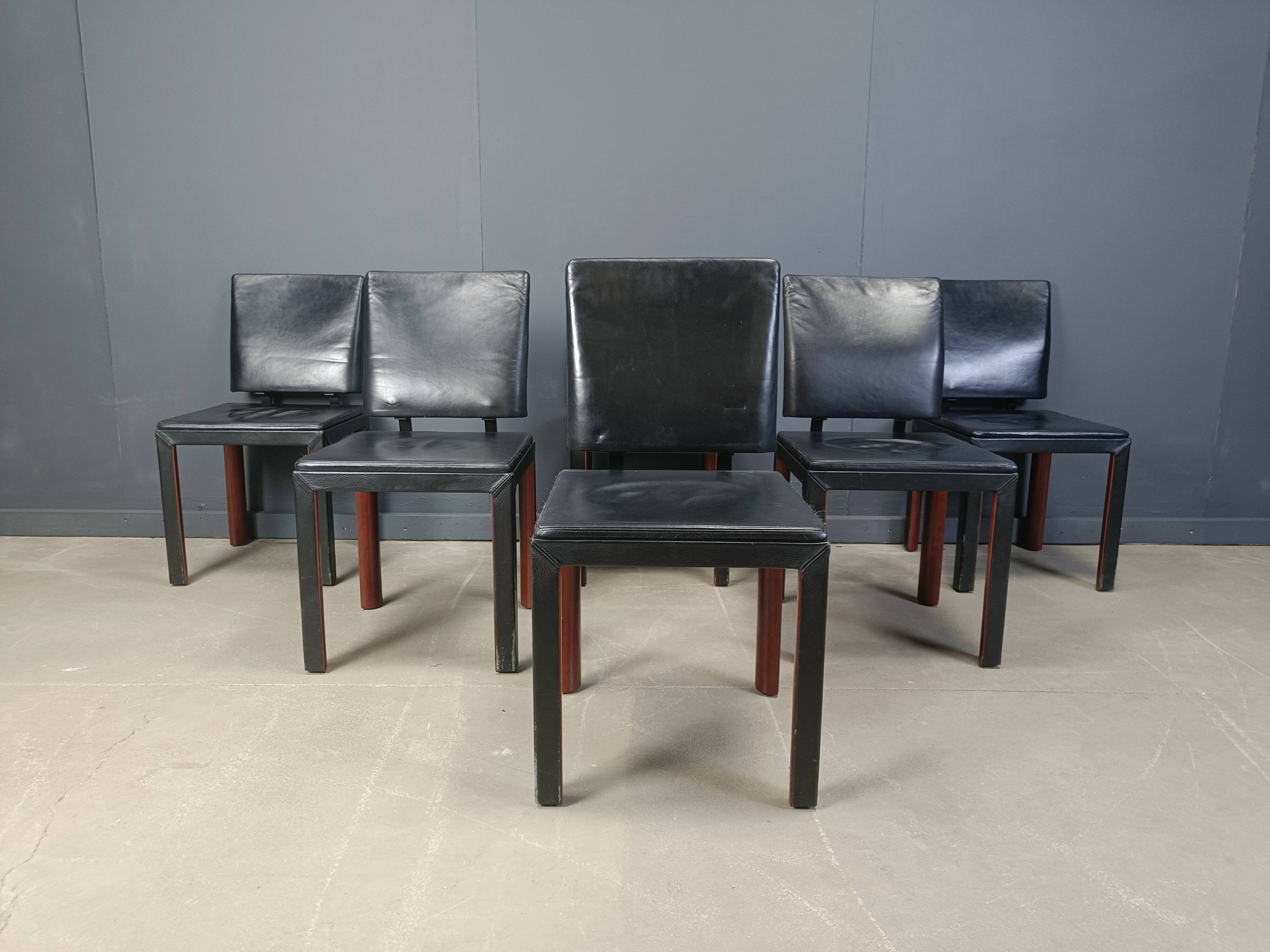 Vintage leather dining chairs by Durlet, 1980s