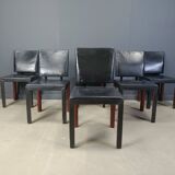 Vintage leather dining chairs by Durlet, 1980s