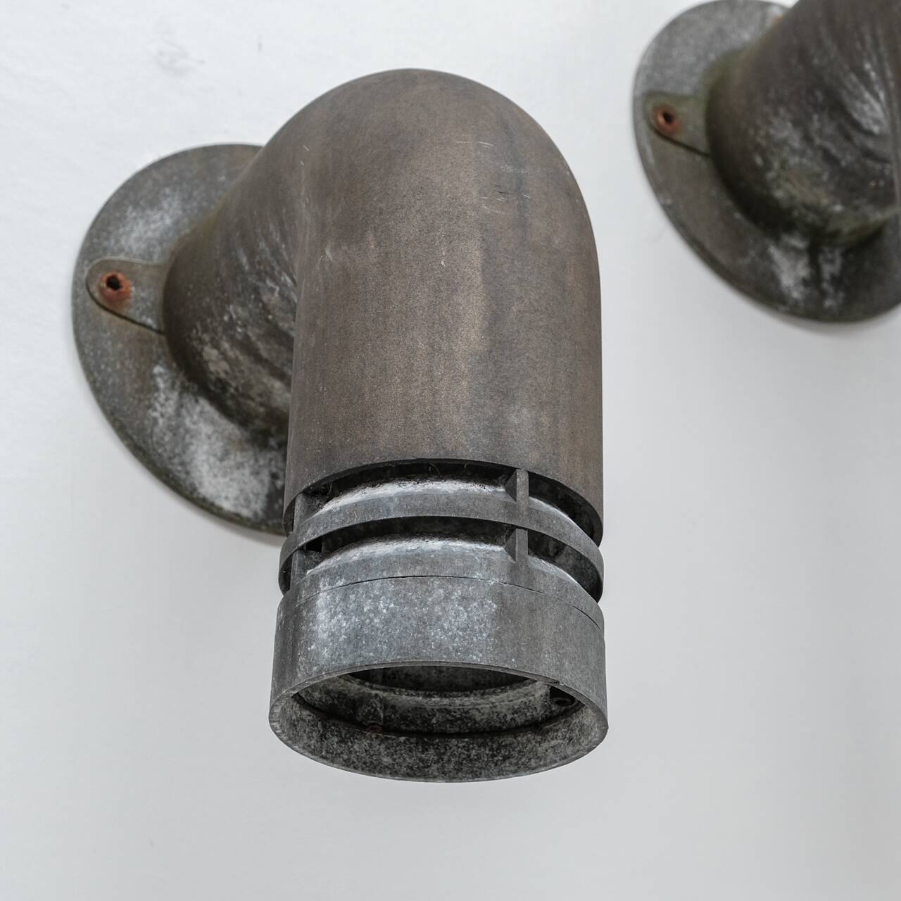 Ole Pless Jørgensen 'Pipeline' Pair of Galvanized Metal Wall Lights