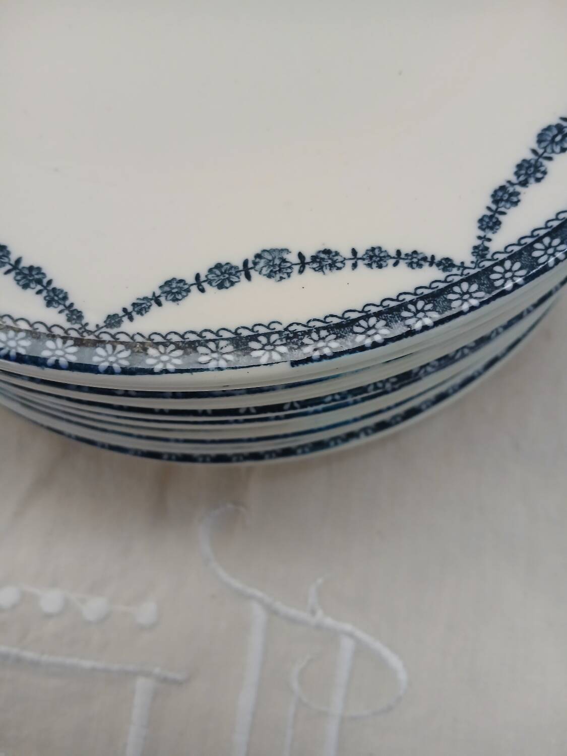 12 antique ironstone dinner plates