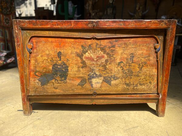 Coffre bois mongole fin 19eme