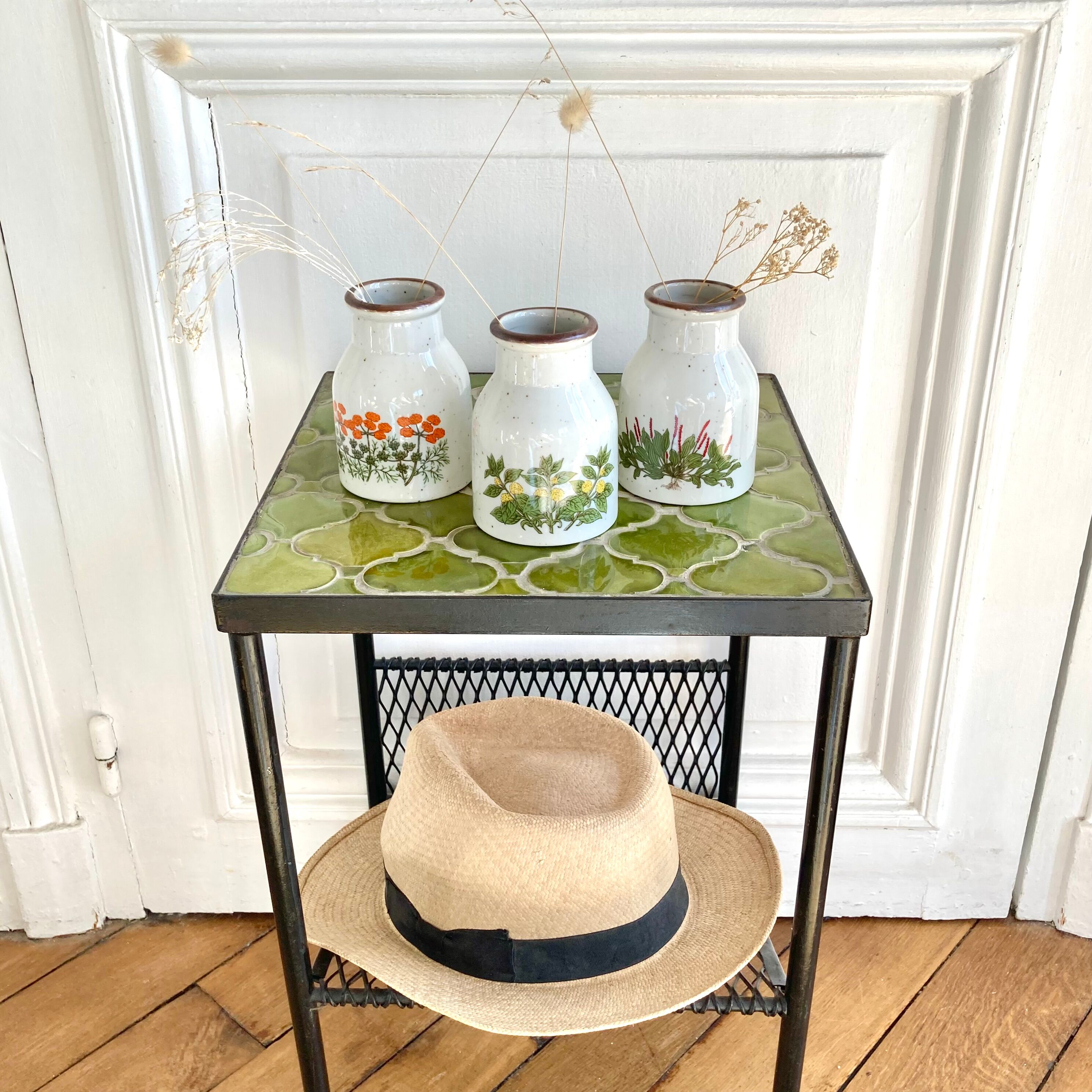 Vases en grès décor herbier