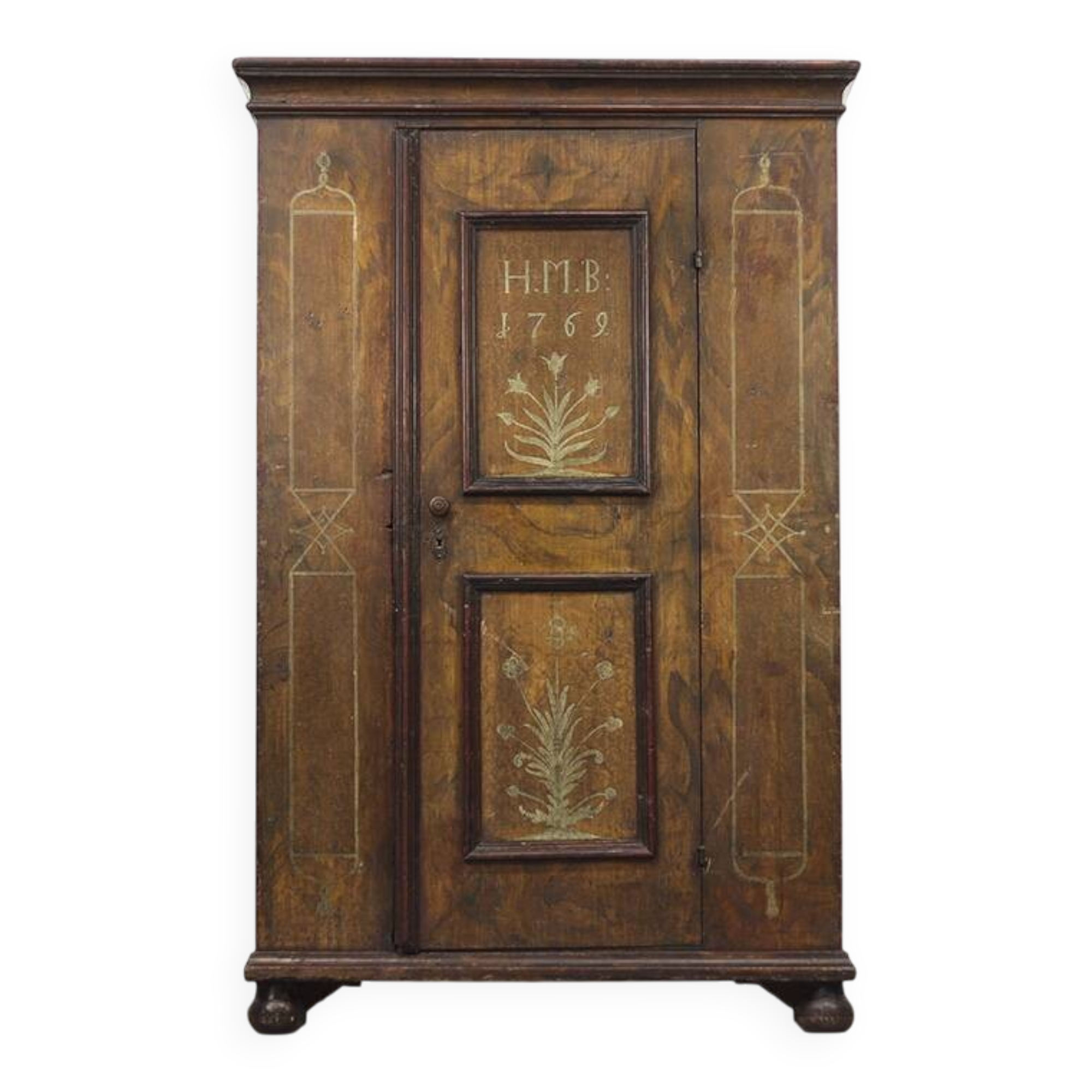 Painted folk art bridal cupboard 1769