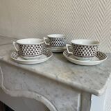 Set of three Adams cups and three saucers