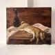 Oil painting on canvas of a still life with a hare circa 1950