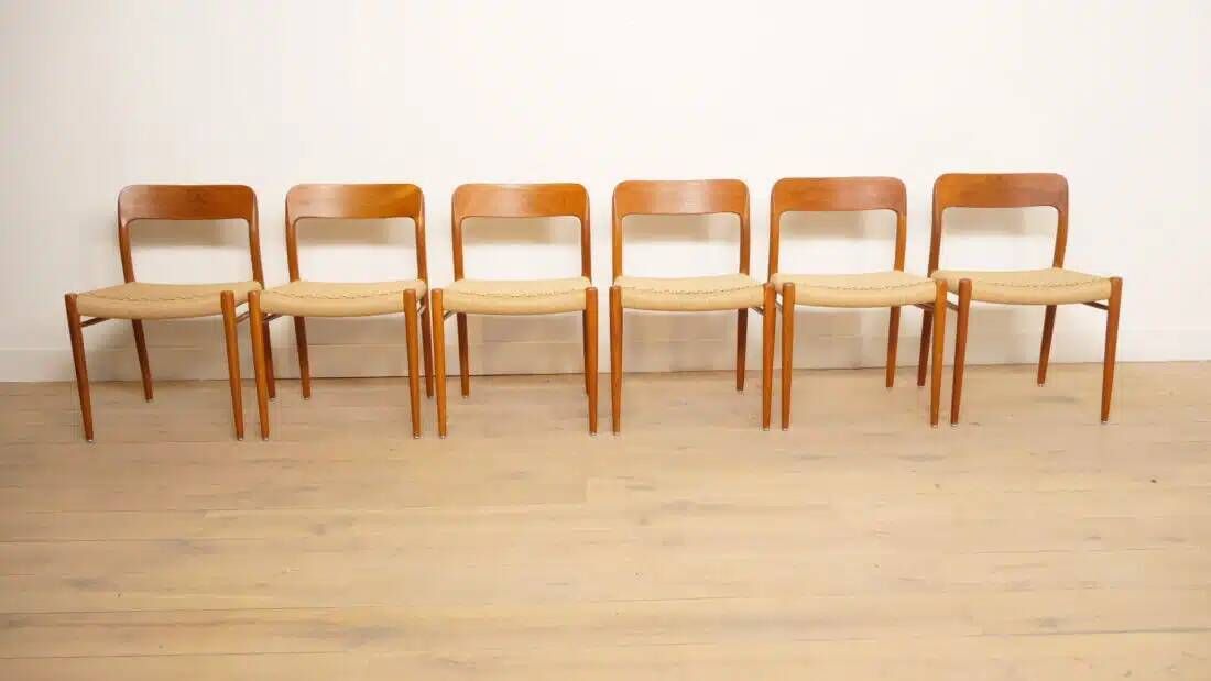 6 x vintage dining chairs | Niels Otto Møller | Model 75