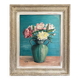 Antique painting, oil on panel, bouquet of peonies