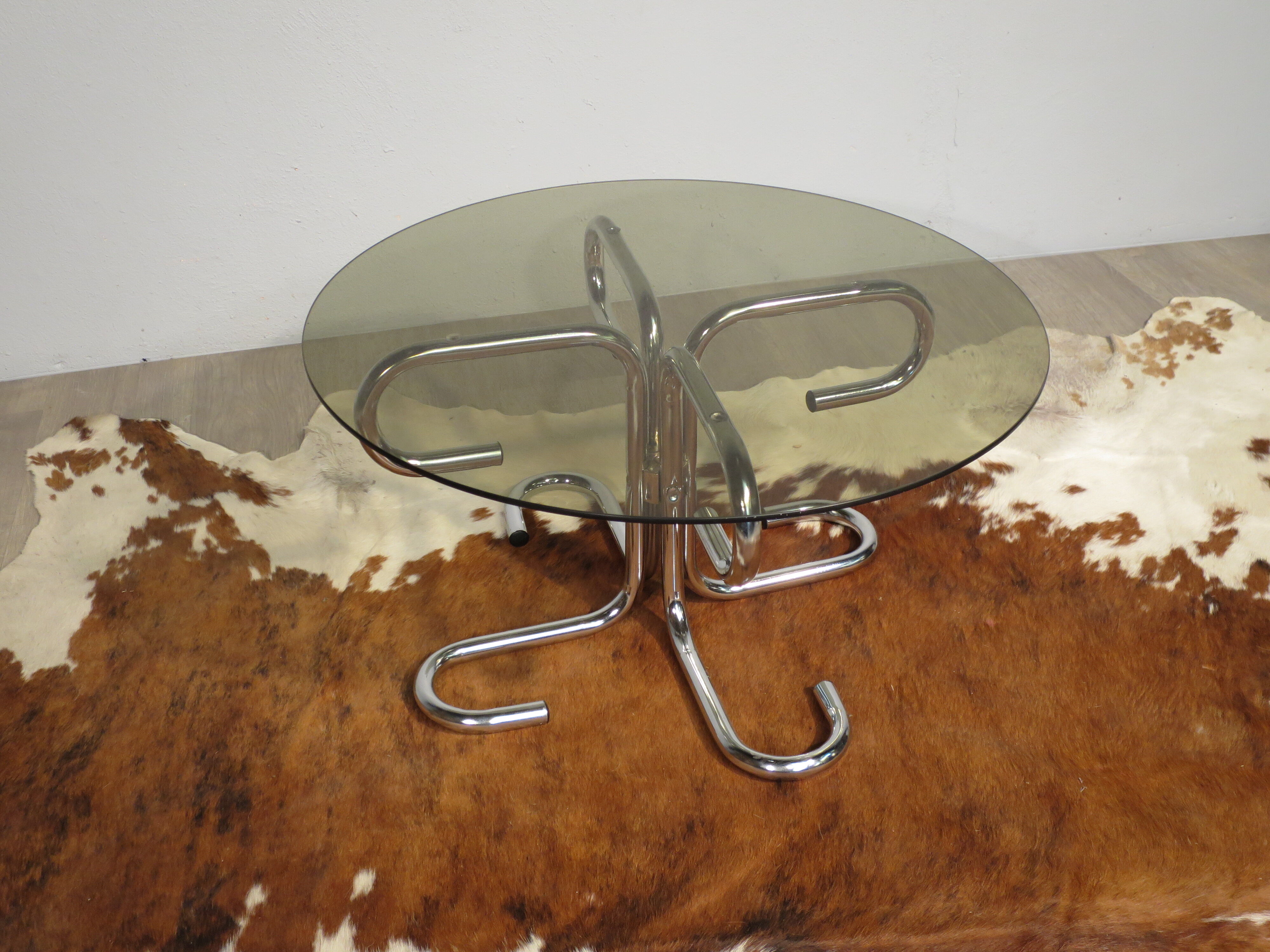 Coffee table chrome and glass table
