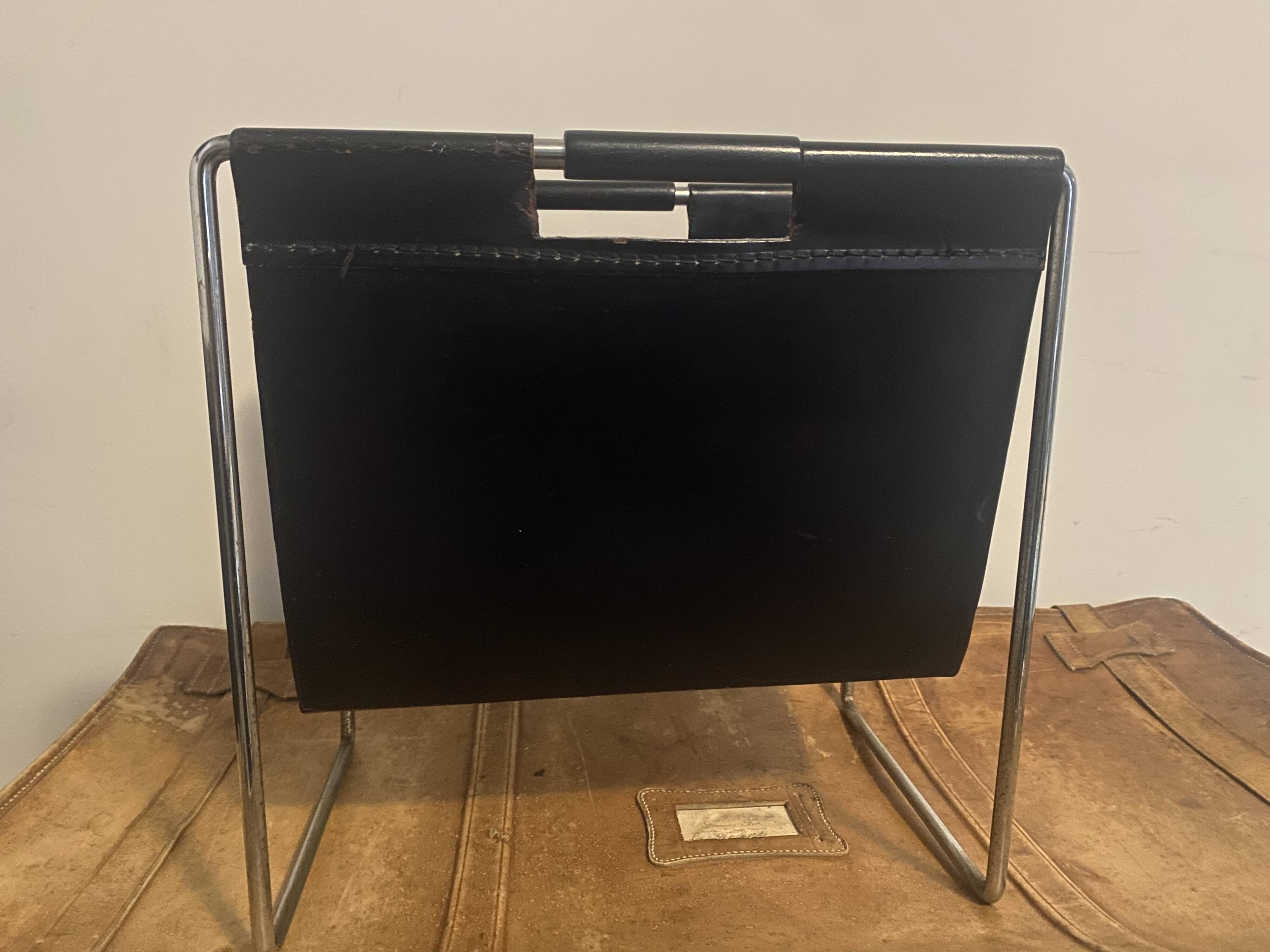 Leather magazine rack