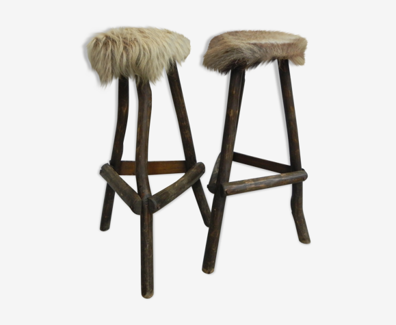 Bar Stools Covered With Cowhide Selency, Fur Covered Bar Stools