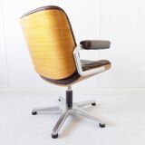 Chaise de bureau en cuir Stoll Giroflex par Karl Dittert moderne du milieu du siècle