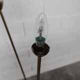 Lampadaire à 3 branches de 1960 laiton doré, fonte et opalines