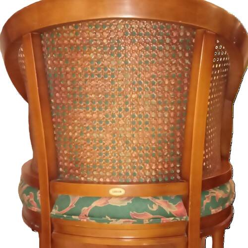 Louis XVI Style Armchair with Wooden and Fabric Backrest