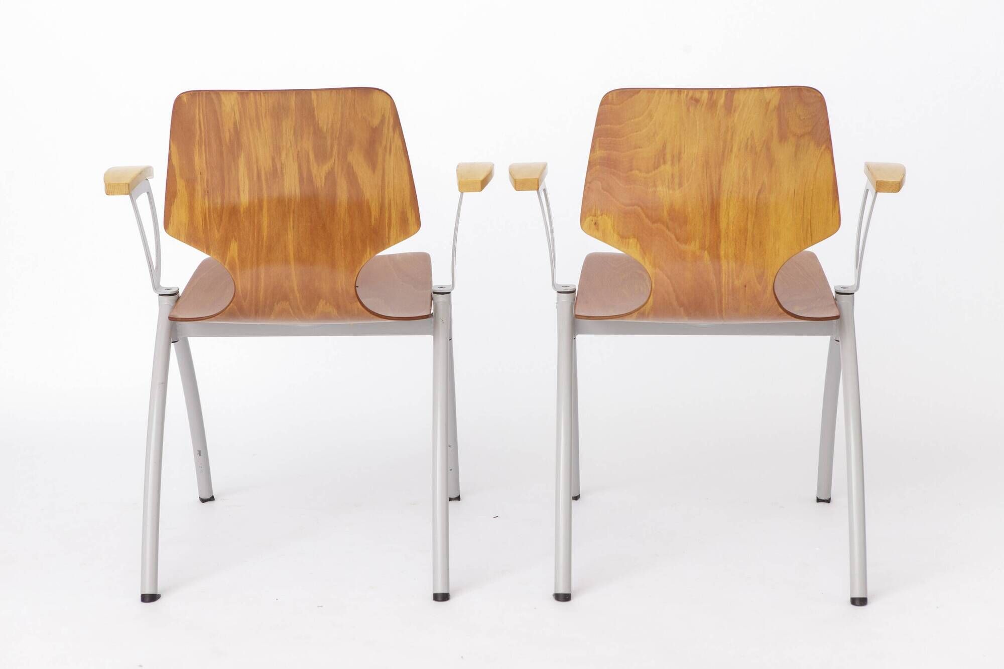 Set of 4 Vintage Pagholz Stackable Chairs, Industrial Dining Chairs, German