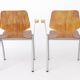 Set of 4 Vintage Pagholz Stackable Chairs, Industrial Dining Chairs, German