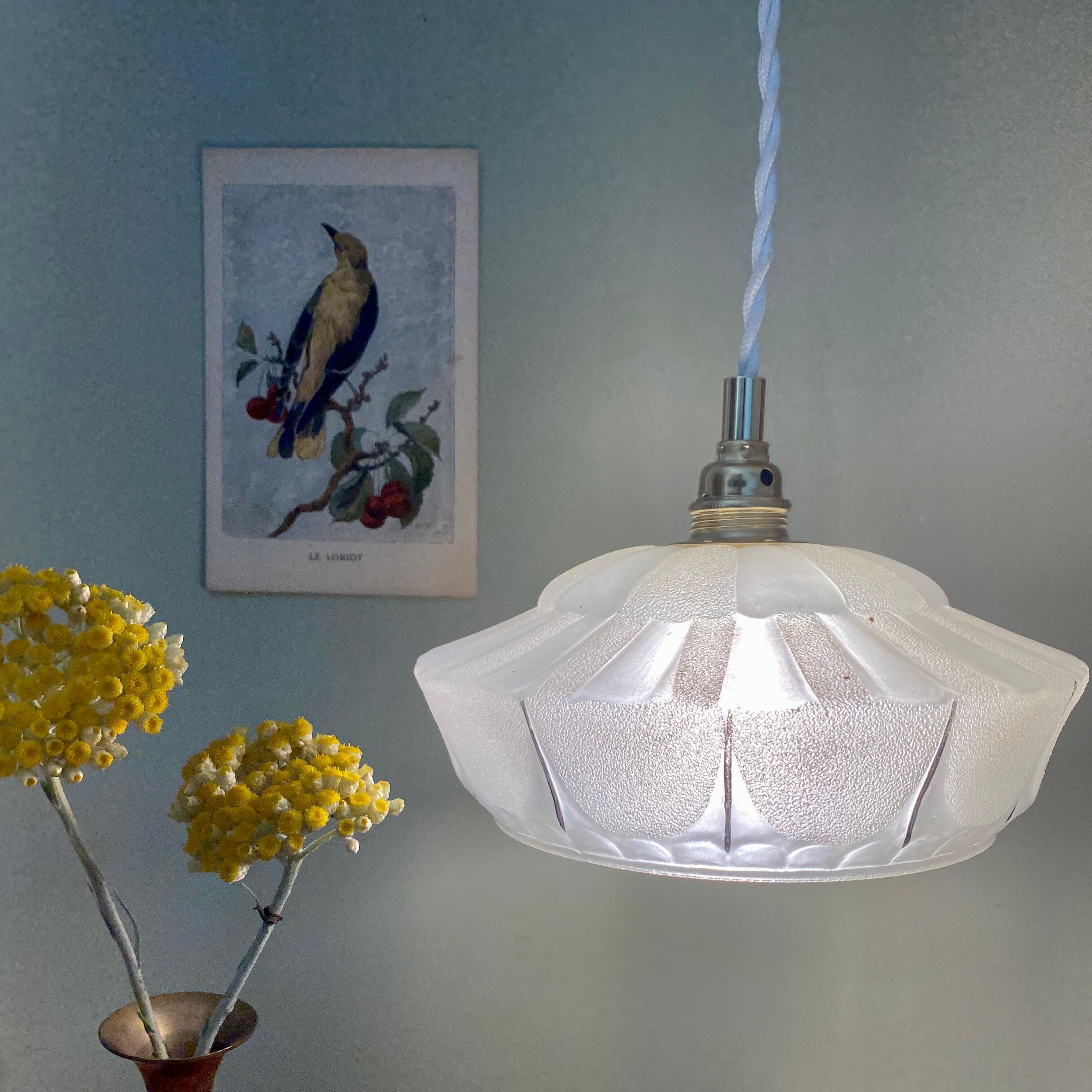 Suspension lamp vintage art deco glass