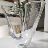 Bubbled glass handkerchief vase