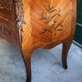 ROSEWOOD COMMODE WITH 2 DRAWERS AND OCHRE MARBLE TOP