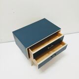 Vintage wooden bedside table / compass legs