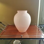 Vase art déco verre sablé rose