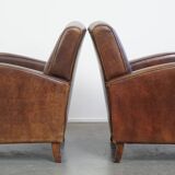 2 fauteuils en cuir de mouton