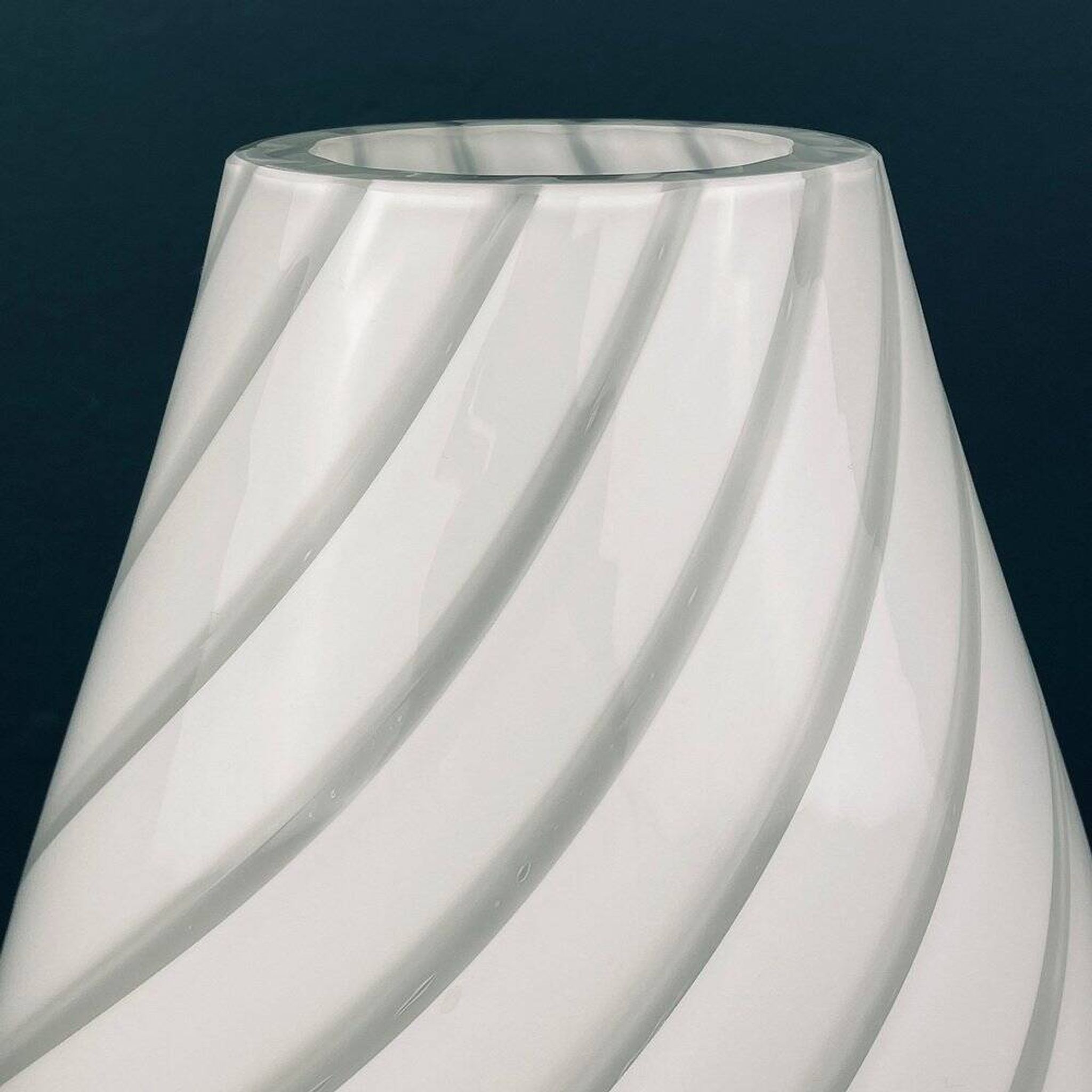 Murano glass vase, white whirl, Italy, 1980s