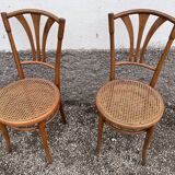 Series of 4 wooden chairs and cannage