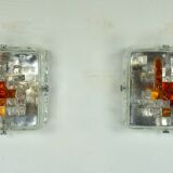 Poliarte, rare pair of wall lamps in cut murano glass. Italy 1970s