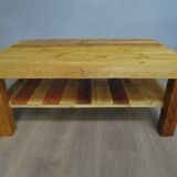 Coffee table with rustic wooden shelf