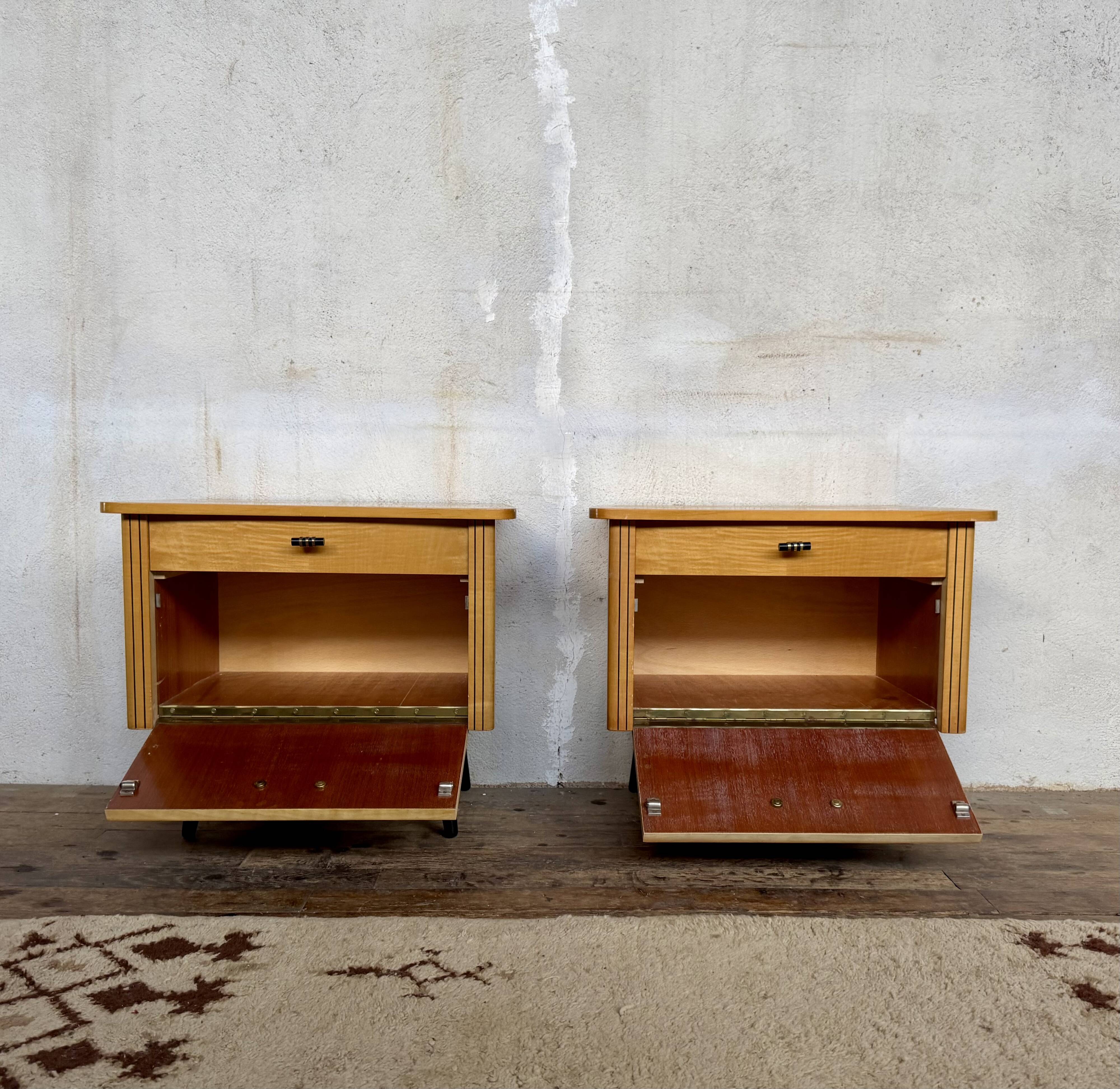 🌟 Vintage 1960s bedside tables – 1 drawer & 1 hinged door 🌟