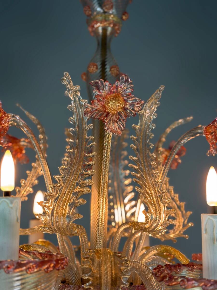 Lustre vénitien en verre de Murano, vers 1940