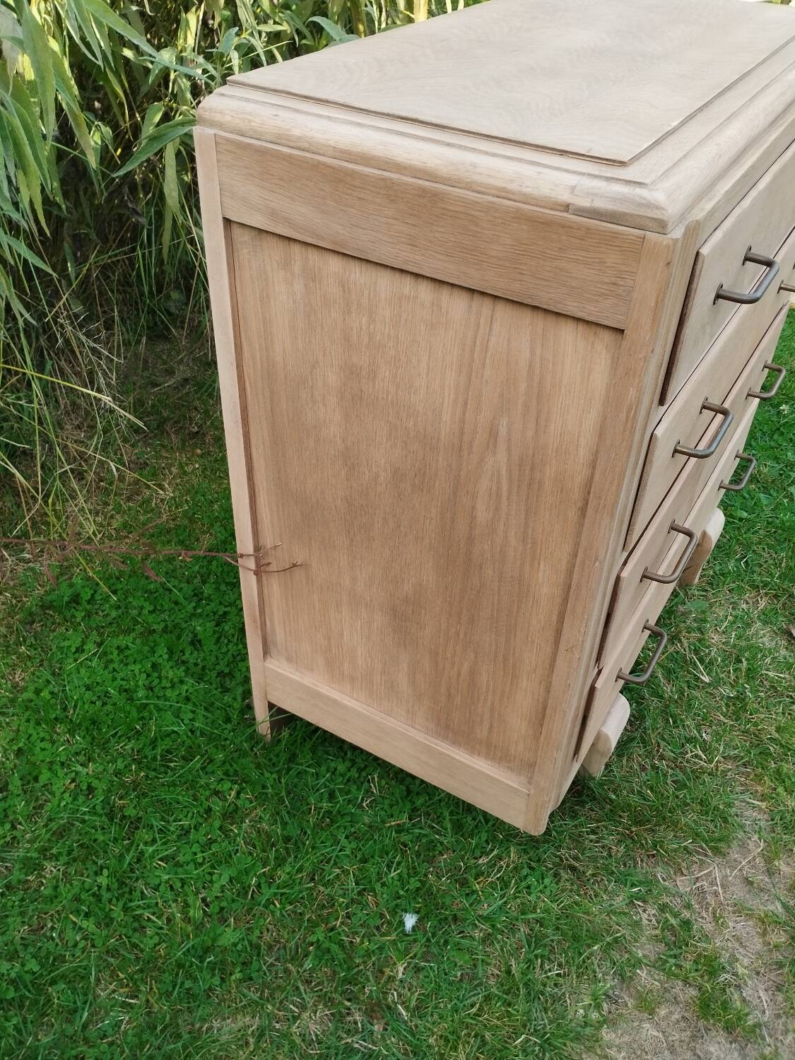 Old vintage chest of drawers with compass feet