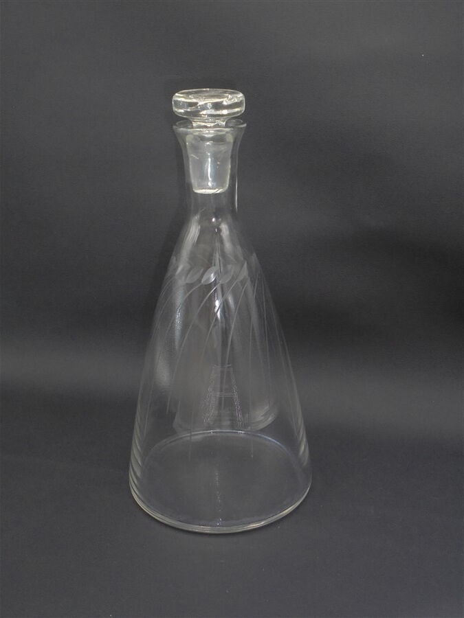 Chiseled glass water carafe