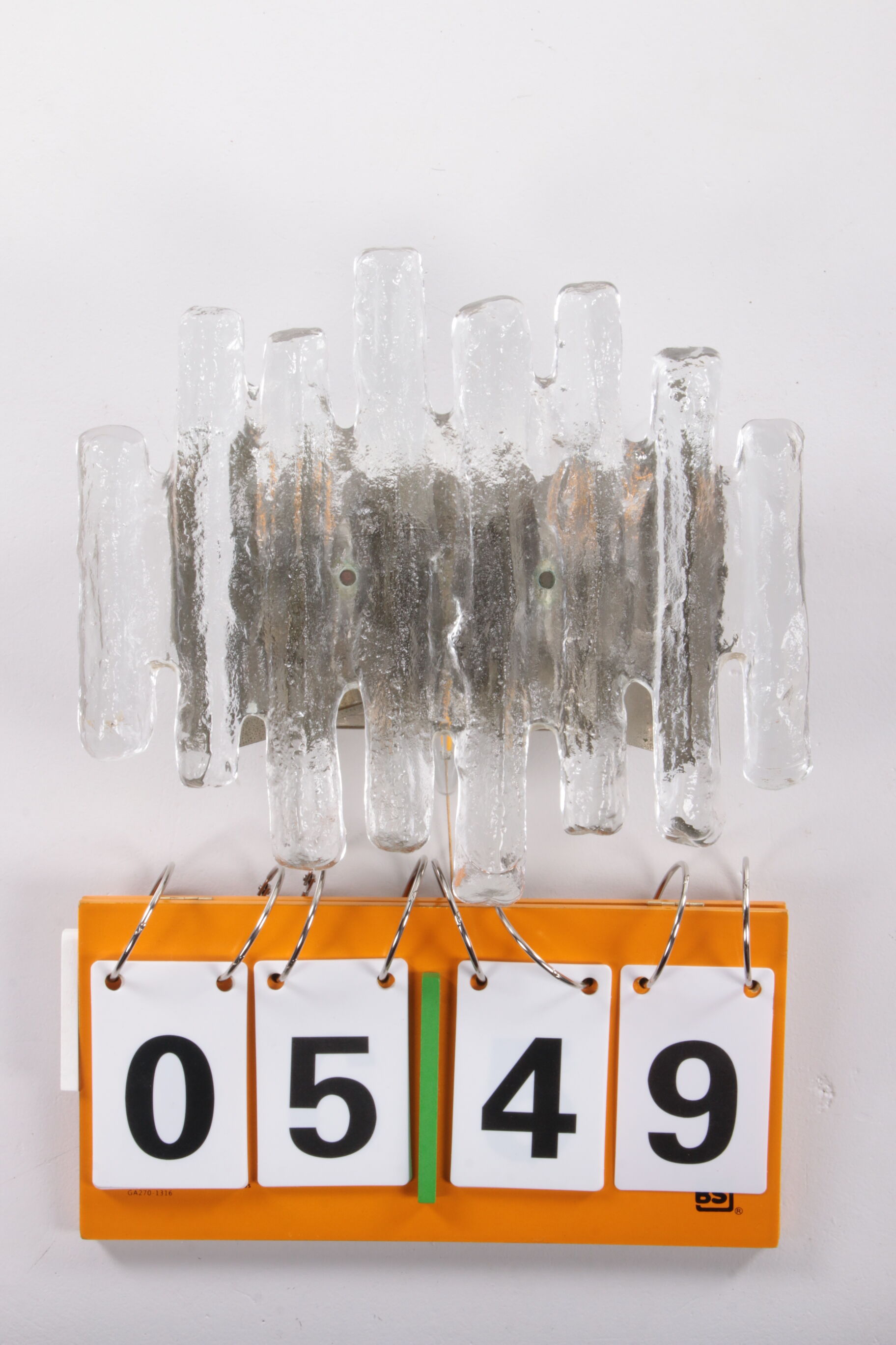 Wall lamp with ice glass made by J.T. Kalmar,1960s