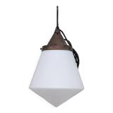 Mid-century opaline conical pendant light