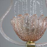 Charming Pink and Transparent Murano Glass Chandelier by Barovier e Toso, 1950s