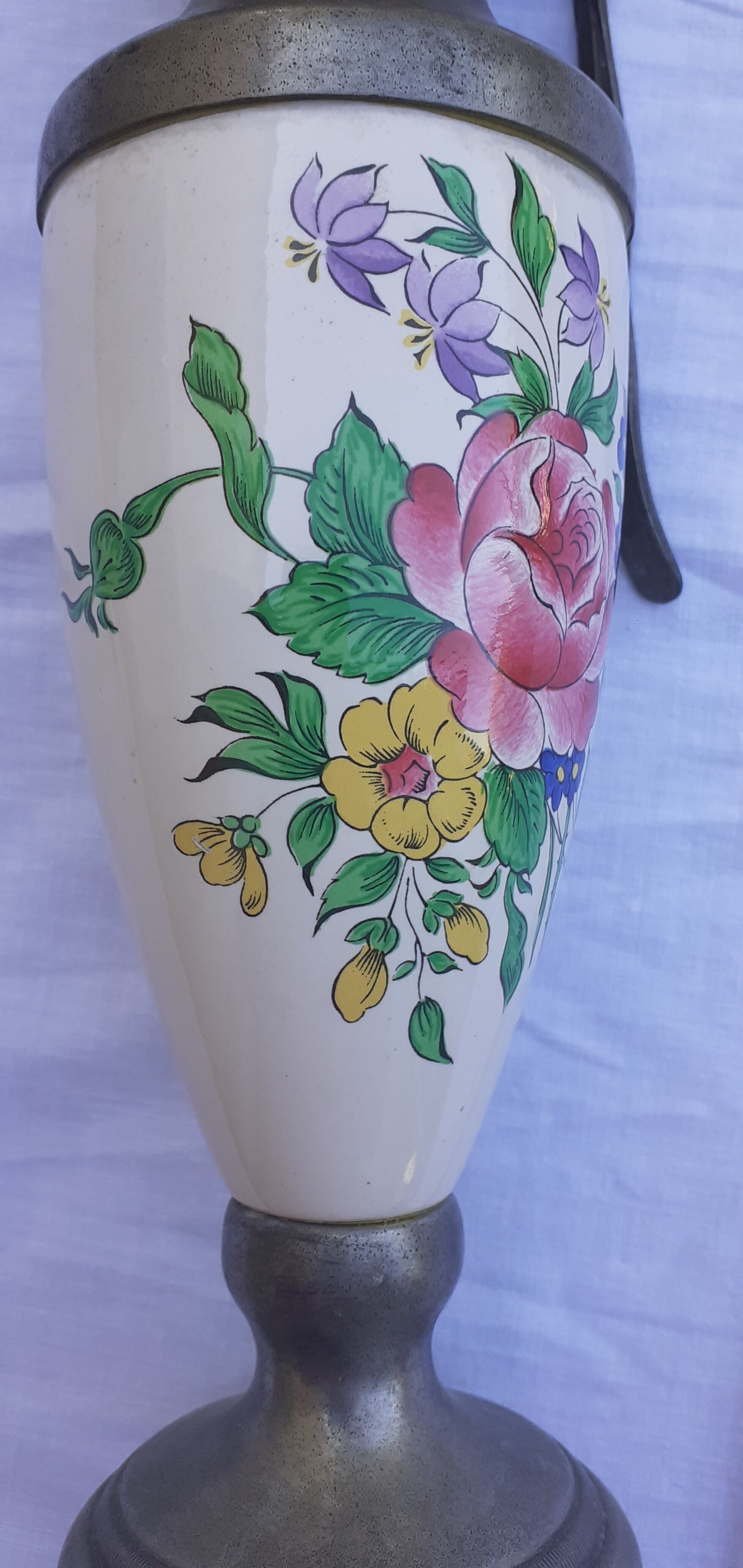 Tin and porcelain vase